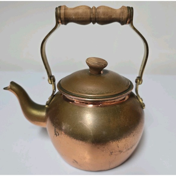 Vintage Tagus Portugal No. R.50 Solid Copper Goose Neck Tea Pot Kettle 32 oz. - Picture 2 of 11